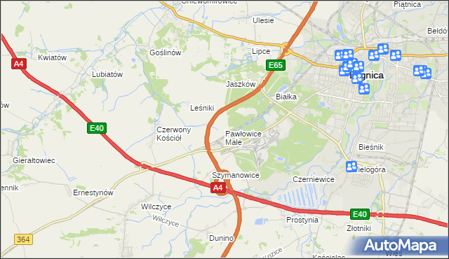 mapa Pawłowice Małe gmina Krotoszyce, Pawłowice Małe gmina Krotoszyce na mapie Targeo