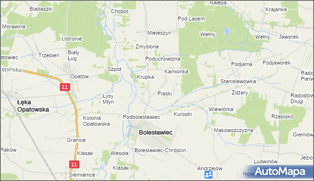 mapa Piaski gmina Bolesławiec, Piaski gmina Bolesławiec na mapie Targeo