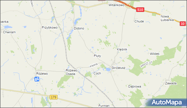 mapa Pluty gmina Szydłowo, Pluty gmina Szydłowo na mapie Targeo