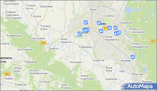 mapa Podleszany, Podleszany na mapie Targeo