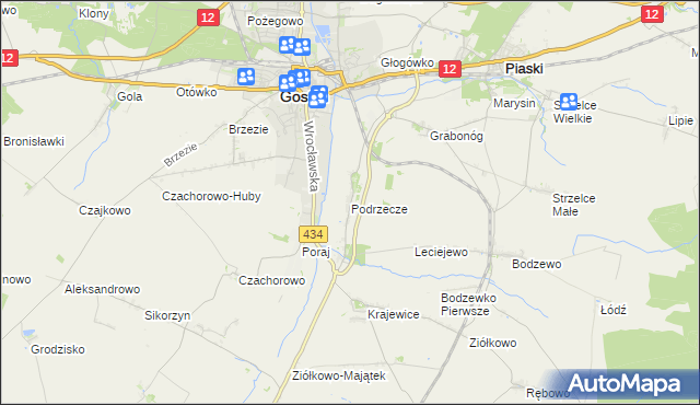 mapa Podrzecze gmina Piaski, Podrzecze gmina Piaski na mapie Targeo