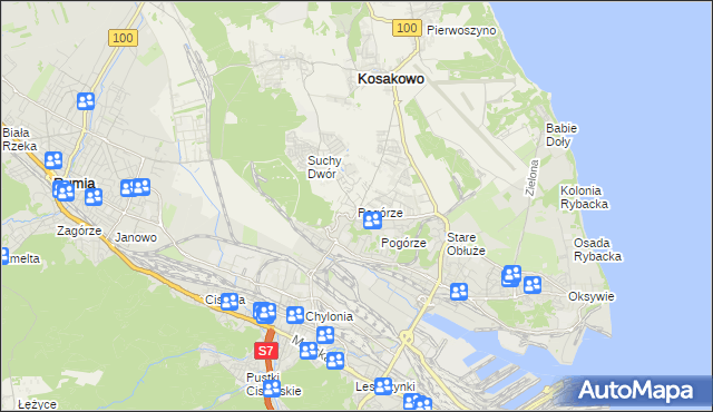 mapa Pogórze gmina Kosakowo, Pogórze gmina Kosakowo na mapie Targeo