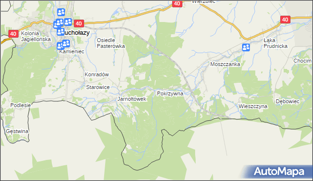 mapa Pokrzywna gmina Głuchołazy, Pokrzywna gmina Głuchołazy na mapie Targeo