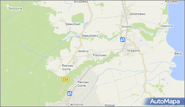 mapa Połchowo gmina Puck, Połchowo gmina Puck na mapie Targeo