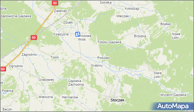 mapa Polkowo gmina Stoczek, Polkowo gmina Stoczek na mapie Targeo