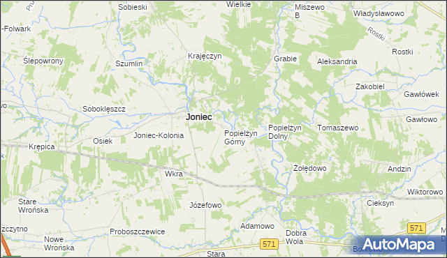 mapa Popielżyn Górny, Popielżyn Górny na mapie Targeo