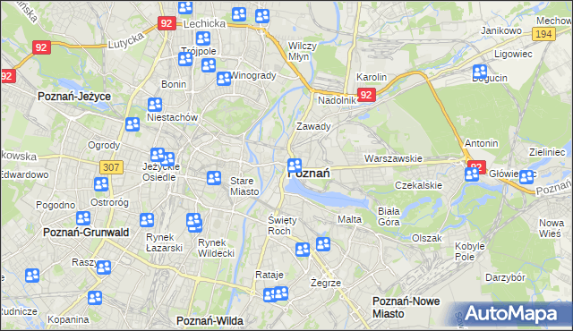 mapa Poznania, Poznań na mapie Targeo