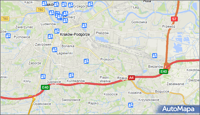 mapa Prokocim, Prokocim na mapie Targeo