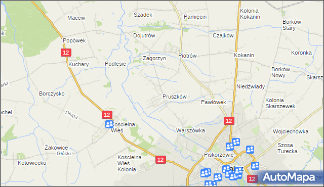 mapa Pruszków gmina Blizanów, Pruszków gmina Blizanów na mapie Targeo