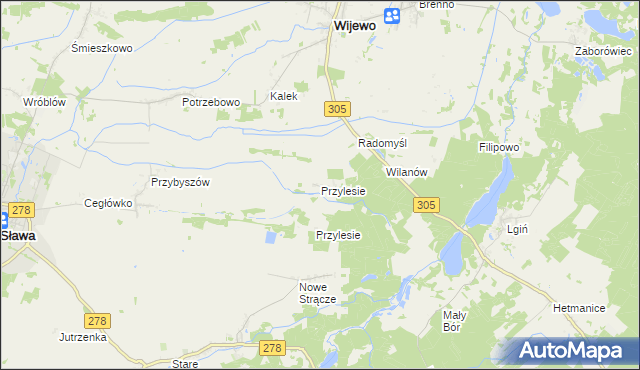 mapa Przylesie gmina Wijewo, Przylesie gmina Wijewo na mapie Targeo