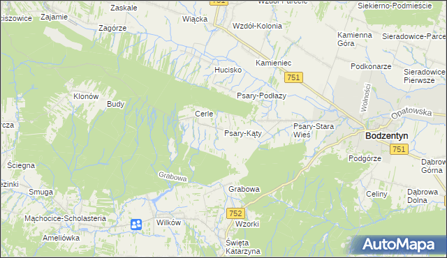 mapa Psary-Kąty, Psary-Kąty na mapie Targeo