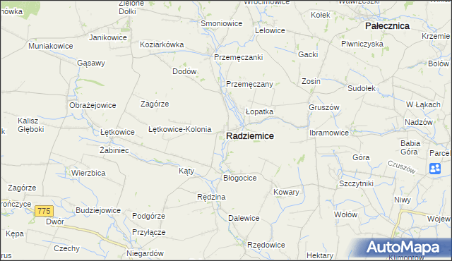 mapa Radziemice, Radziemice na mapie Targeo