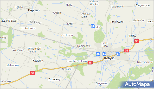 mapa Rębiechów, Rębiechów na mapie Targeo