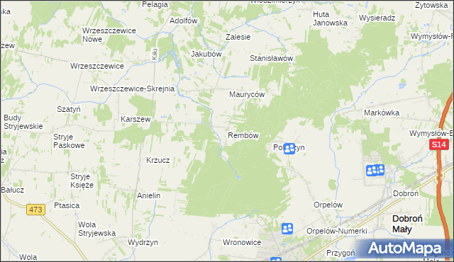 mapa Rembów gmina Łask, Rembów gmina Łask na mapie Targeo
