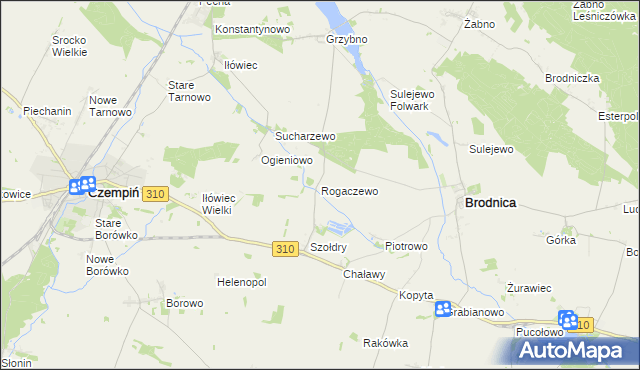 mapa Rogaczewo gmina Brodnica, Rogaczewo gmina Brodnica na mapie Targeo