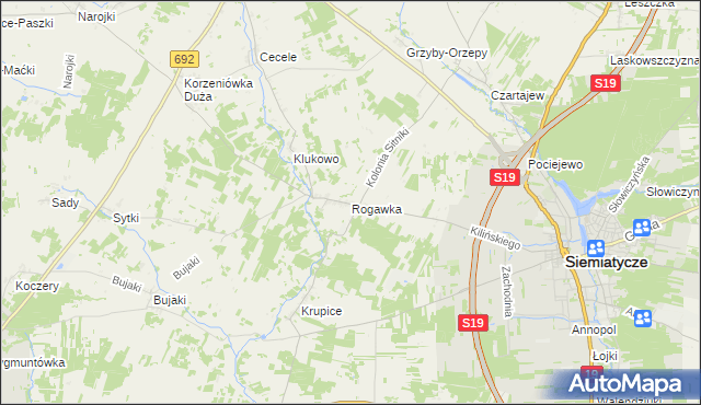 mapa Rogawka, Rogawka na mapie Targeo