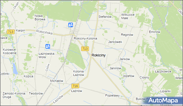 mapa Rokiciny powiat tomaszowski, Rokiciny powiat tomaszowski na mapie Targeo