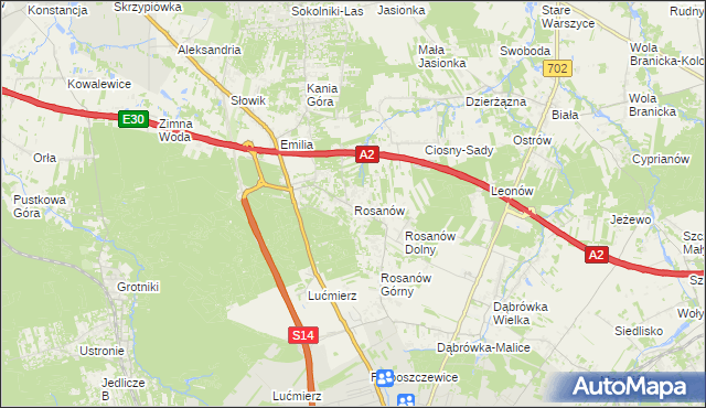 mapa Rosanów, Rosanów na mapie Targeo