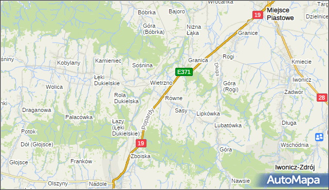 mapa Równe gmina Dukla, Równe gmina Dukla na mapie Targeo