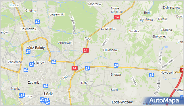 mapa Różki gmina Łódź, Różki gmina Łódź na mapie Targeo