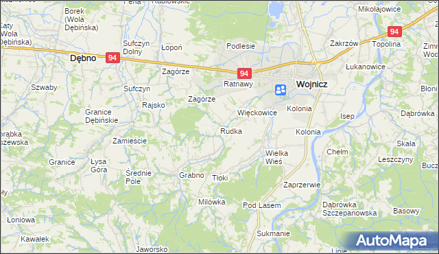 mapa Rudka gmina Wojnicz, Rudka gmina Wojnicz na mapie Targeo