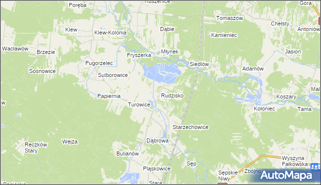 mapa Rudzisko gmina Fałków, Rudzisko gmina Fałków na mapie Targeo