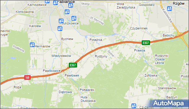 mapa Rydzyny, Rydzyny na mapie Targeo