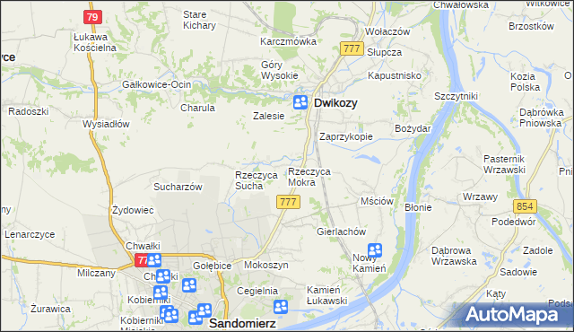 mapa Rzeczyca Mokra, Rzeczyca Mokra na mapie Targeo