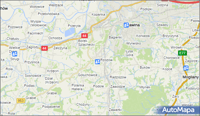 mapa Rzozów, Rzozów na mapie Targeo