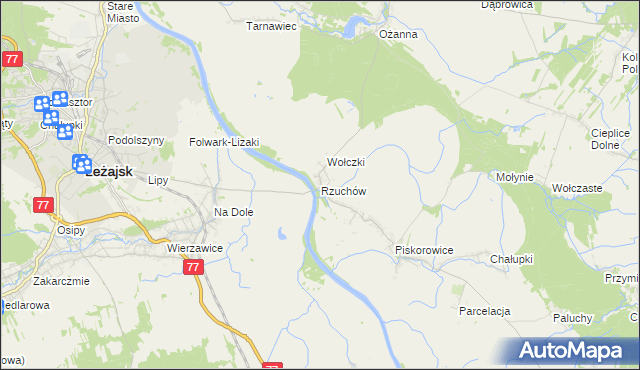 mapa Rzuchów gmina Leżajsk, Rzuchów gmina Leżajsk na mapie Targeo