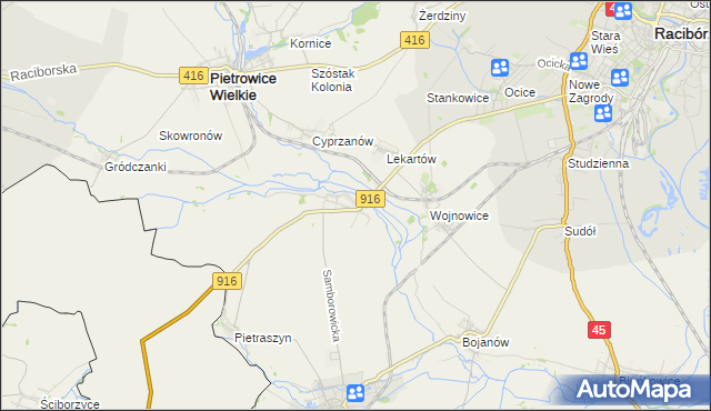 mapa Samborowice gmina Pietrowice Wielkie, Samborowice gmina Pietrowice Wielkie na mapie Targeo