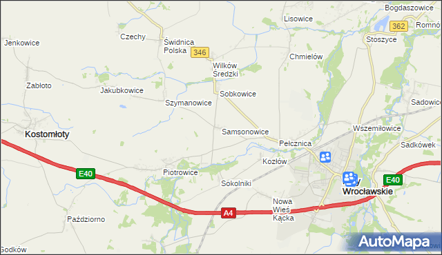 mapa Samsonowice, Samsonowice na mapie Targeo