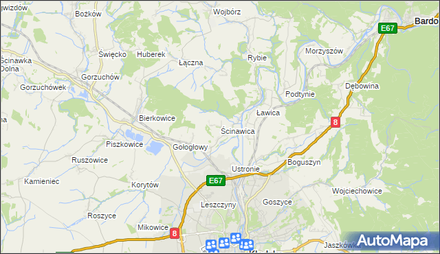 mapa Ścinawica, Ścinawica na mapie Targeo