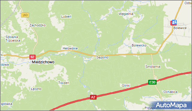 mapa Sępolno gmina Miedzichowo, Sępolno gmina Miedzichowo na mapie Targeo