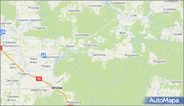 mapa Serbinów, Serbinów na mapie Targeo