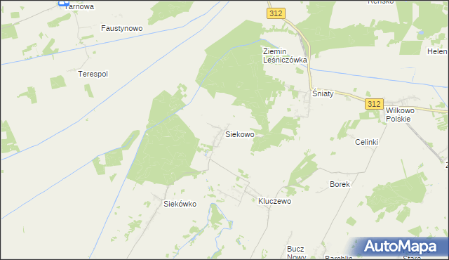 mapa Siekowo, Siekowo na mapie Targeo