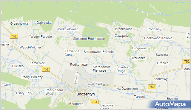 mapa Sieradowice Drugie, Sieradowice Drugie na mapie Targeo