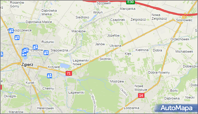 mapa Skotniki gmina Zgierz, Skotniki gmina Zgierz na mapie Targeo