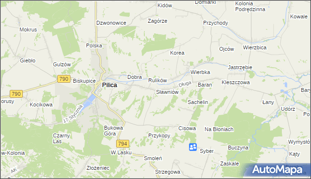 mapa Sławniów, Sławniów na mapie Targeo