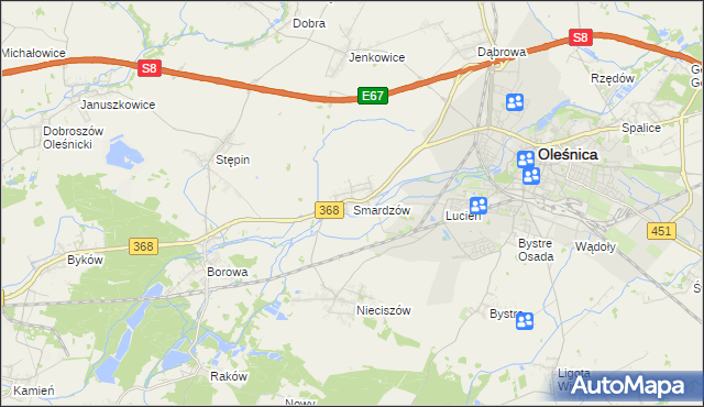 mapa Smardzów gmina Oleśnica, Smardzów gmina Oleśnica na mapie Targeo