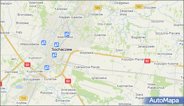 mapa Sochaczew-Wieś, Sochaczew-Wieś na mapie Targeo