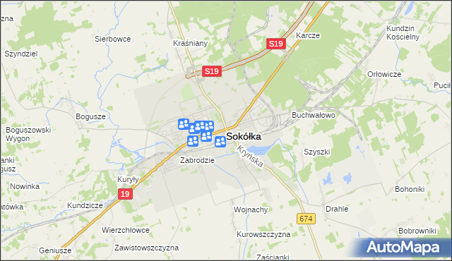 mapa Sokółka, Sokółka na mapie Targeo