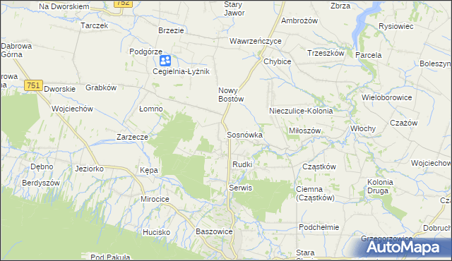 mapa Sosnówka gmina Nowa Słupia, Sosnówka gmina Nowa Słupia na mapie Targeo