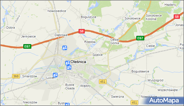 mapa Spalice, Spalice na mapie Targeo