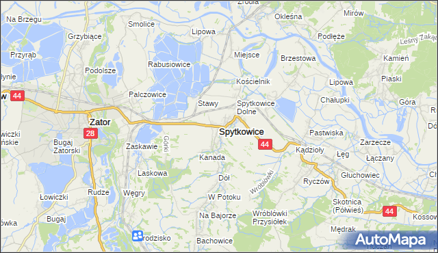 mapa Spytkowice powiat wadowicki, Spytkowice powiat wadowicki na mapie Targeo