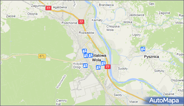 mapa Stalowa Wola, Stalowa Wola na mapie Targeo