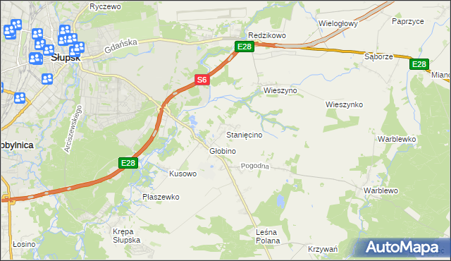 mapa Stanięcino, Stanięcino na mapie Targeo