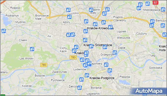 mapa Stare Miasto gmina Kraków, Stare Miasto gmina Kraków na mapie Targeo