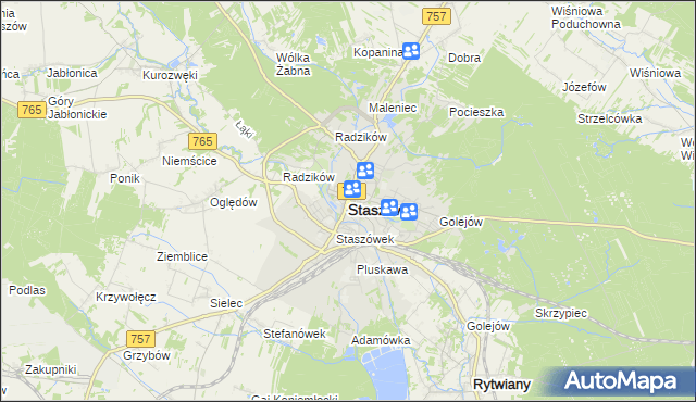 mapa Staszów, Staszów na mapie Targeo