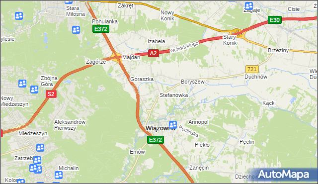mapa Stefanówka gmina Wiązowna, Stefanówka gmina Wiązowna na mapie Targeo